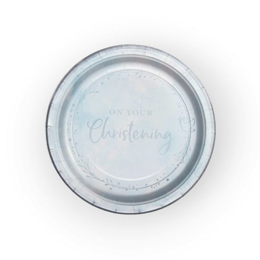 Picture of ON YOUR CHRISTENING BLUE PLATES 23CM 8PCS/PCK